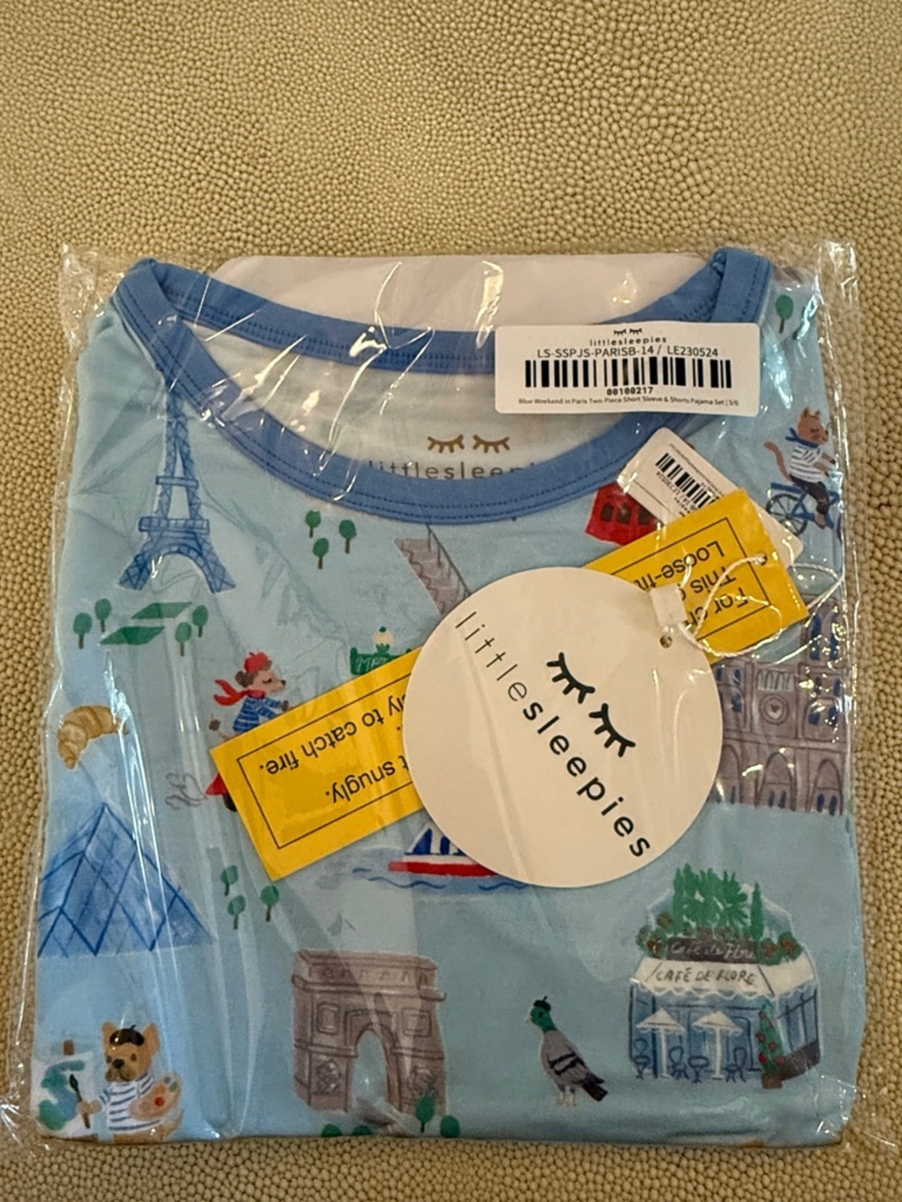 Little Sleepies Weekend in Paris Bamboo Pajama Set 5/6 NWT